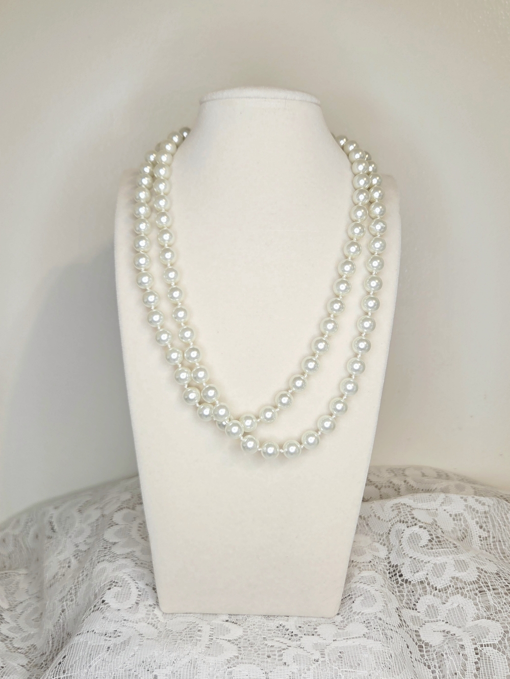 Premier Designs Double-Strand Pearl Necklace - White Pearlescent